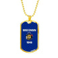 Wisconsin Flag Pendant Stainless Steel or 18k Gold Dog Tag Necklace 24" Chain - Express Your Love Gifts
