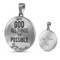 With God All Things Are Possible Christian Circle Necklace Stainless Steel or 18k Gold 18-22"-Express Your Love Gifts