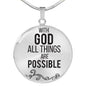 With God All Things Are Possible Christian Circle Necklace Stainless Steel or 18k Gold 18-22"-Express Your Love Gifts