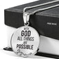 With God All Things Are Possible Christian Circle Necklace Stainless Steel or 18k Gold 18-22"-Express Your Love Gifts