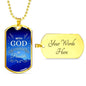 With God All Things Are Possible Necklace Stainless Steel or 18k Gold Dog Tag 24" Chain-Express Your Love Gifts