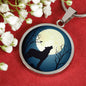 Wolf Circle Necklace Howling At The Moon Night Stainless Steel or 18k Gold 18-22" - Express Your Love Gifts