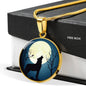 Wolf Circle Necklace Howling At The Moon Night Stainless Steel or 18k Gold 18-22" - Express Your Love Gifts