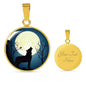 Wolf Circle Necklace Howling At The Moon Night Stainless Steel or 18k Gold 18-22" - Express Your Love Gifts