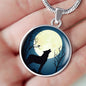 Wolf Circle Necklace Howling At The Moon Night Stainless Steel or 18k Gold 18-22" - Express Your Love Gifts
