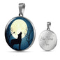 Wolf Circle Necklace Howling At The Moon Night Stainless Steel or 18k Gold 18-22" - Express Your Love Gifts