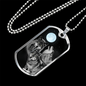 Wolf Necklace Bark At The Moon Stainless Steel or 18k Gold Dog Tag 24" Chain-Express Your Love Gifts
