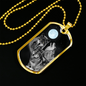 Wolf Necklace Bark At The Moon Stainless Steel or 18k Gold Dog Tag 24" Chain-Express Your Love Gifts