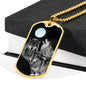 Wolf Necklace Bark At The Moon Stainless Steel or 18k Gold Dog Tag 24" Chain-Express Your Love Gifts