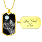 Wolf Necklace Bark At The Moon Stainless Steel or 18k Gold Dog Tag 24" Chain-Express Your Love Gifts
