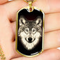 Wolf Necklace Stainless Steel or 18k Gold Dog Tag 24" Chain - Express Your Love Gifts
