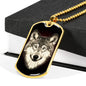 Wolf Necklace Stainless Steel or 18k Gold Dog Tag 24" Chain - Express Your Love Gifts