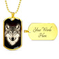 Wolf Necklace Stainless Steel or 18k Gold Dog Tag 24" Chain - Express Your Love Gifts