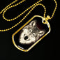 Wolf Necklace Stainless Steel or 18k Gold Dog Tag 24" Chain - Express Your Love Gifts