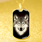 Wolf Necklace Stainless Steel or 18k Gold Dog Tag 24" Chain - Express Your Love Gifts