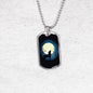 Wolf Pendant Howling At The Moon Stainless Steel or 18k Gold Dog Tag 24" Chain - Express Your Love Gifts