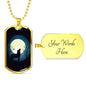 Wolf Pendant Howling At The Moon Stainless Steel or 18k Gold Dog Tag 24" Chain - Express Your Love Gifts