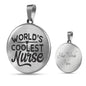 World'S Coolest Nurse Circle Necklace Stainless Steel or 18k Gold 18-22" - Express Your Love Gifts