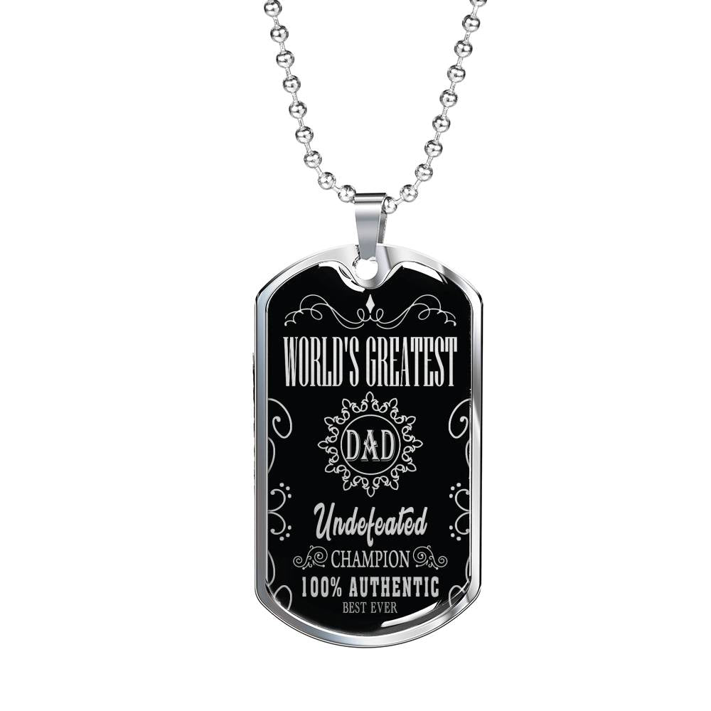 World'S Greatest Dad Dog Tag Stainless Steel or 18k Gold 24" Chain Gift For Dad - Express Your Love Gifts