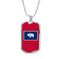 Wyoming Flag Pendant Stainless Steel or 18k Gold Dog Tag Necklace 24" Chain - Express Your Love Gifts