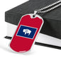 Wyoming Flag Pendant Stainless Steel or 18k Gold Dog Tag Necklace 24" Chain - Express Your Love Gifts