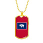 Wyoming Flag Pendant Stainless Steel or 18k Gold Dog Tag Necklace 24" Chain - Express Your Love Gifts