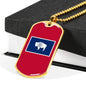 Wyoming Flag Pendant Stainless Steel or 18k Gold Dog Tag Necklace 24" Chain - Express Your Love Gifts