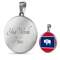 Wyoming State Flag Necklace Stainless Steel or 18k Gold Circle Pendant 18-22" - Express Your Love Gifts