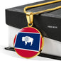 Wyoming State Flag Necklace Stainless Steel or 18k Gold Circle Pendant 18-22" - Express Your Love Gifts