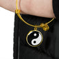 Yin Yang Bracelet Stainless Steel or 18k Gold Circle Yoga Bangle - Express Your Love Gifts