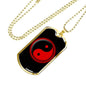 Yin Yang Dog Tag Necklace Black And Red Pendant Stainless Steel or 18k Gold 24" Chain - Express Your Love Gifts