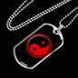Yin Yang Dog Tag Necklace Black And Red Pendant Stainless Steel or 18k Gold 24" Chain - Express Your Love Gifts