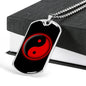 Yin Yang Dog Tag Necklace Black And Red Pendant Stainless Steel or 18k Gold 24" Chain - Express Your Love Gifts