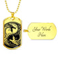 Yin Yang Dragon Necklace Martial Arts Gift Stainless Steel or 18k Gold Dog Tag 24" Chain - Express Your Love Gifts