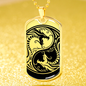 Yin Yang Dragon Necklace Martial Arts Gift Stainless Steel or 18k Gold Dog Tag 24" Chain - Express Your Love Gifts