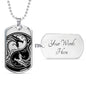 Yin Yang Dragon Necklace Martial Arts Gift Stainless Steel or 18k Gold Dog Tag 24" Chain - Express Your Love Gifts