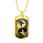 Yin Yang Dragon Necklace Martial Arts Gift Stainless Steel or 18k Gold Dog Tag 24" Chain - Express Your Love Gifts