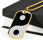Yin Yang Necklace Balance Stainless Steel or 18k Gold Dog Tag 24" Chain-Express Your Love Gifts