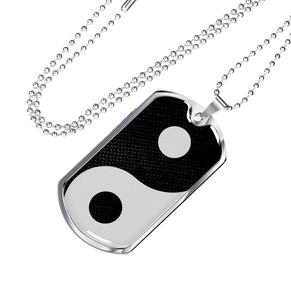 Yin Yang Necklace Balance Stainless Steel or 18k Gold Dog Tag 24" Chain-Express Your Love Gifts