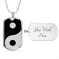 Yin Yang Necklace Balance Stainless Steel or 18k Gold Dog Tag 24" Chain-Express Your Love Gifts