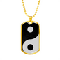 Yin Yang Necklace Balance Stainless Steel or 18k Gold Dog Tag 24" Chain-Express Your Love Gifts
