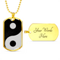 Yin Yang Necklace Balance Stainless Steel or 18k Gold Dog Tag 24" Chain-Express Your Love Gifts