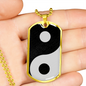 Yin Yang Necklace Balance Stainless Steel or 18k Gold Dog Tag 24" Chain-Express Your Love Gifts