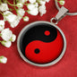 Yin Yang Necklace Black And Red Circle Pendant Stainless Steel or 18k Gold 18-22" - Express Your Love Gifts