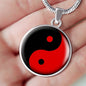 Yin Yang Necklace Black And Red Circle Pendant Stainless Steel or 18k Gold 18-22" - Express Your Love Gifts
