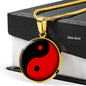 Yin Yang Necklace Black And Red Circle Pendant Stainless Steel or 18k Gold 18-22" - Express Your Love Gifts