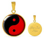 Yin Yang Necklace Black And Red Circle Pendant Stainless Steel or 18k Gold 18-22" - Express Your Love Gifts