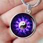 Yin Yang Necklace Purple Lotus Circle Pendant Stainless Steel or 18k Gold 18-22" - Express Your Love Gifts