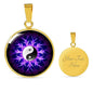 Yin Yang Necklace Purple Lotus Circle Pendant Stainless Steel or 18k Gold 18-22" - Express Your Love Gifts