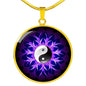 Yin Yang Necklace Purple Lotus Circle Pendant Stainless Steel or 18k Gold 18-22" - Express Your Love Gifts